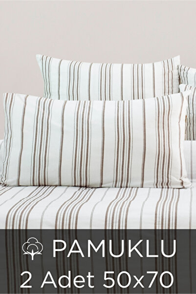2 Adet Pamuklu 50x70 Desenli Kapaklı Yastık Kılıfı