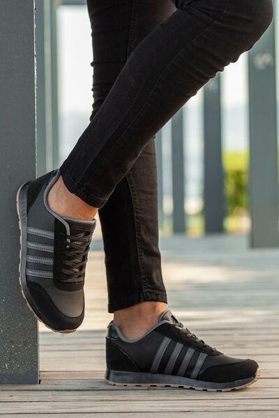 BOUIS Чоловічі чорні шнуровані повсякденні зручні кросівки з елегантним дизайном для прогулянок та спорту