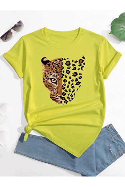 MODAVİBE Tricou de damă cu imprimeu leopard - Modavibe Mărime medie