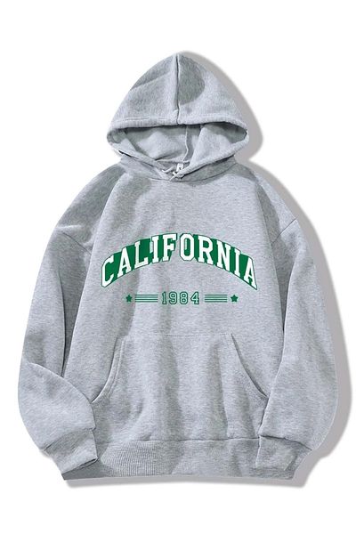 PALPİTO Унисекс сив суитшърт с качулка и принт California 1984 - 3 прежди