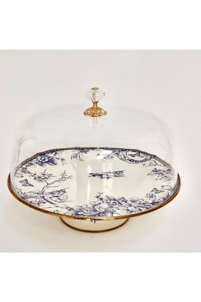 Miss Betty Ebruliemaye Blue Vintage Enamel Cake Stand