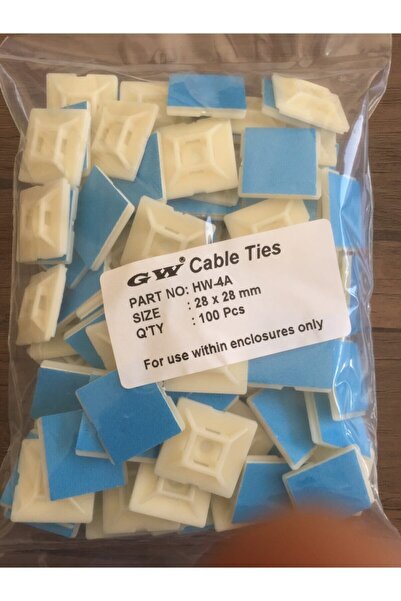 Genel Markalar Yapışkan Kroşe 28x28 (100adet) Yapışkanlı Kablo Bağı Tutucu