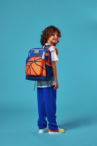 Coral High Rucsac de școală pentru copii cu model de baschet portocaliu bleumarin - T23766