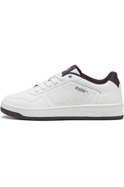 Puma PUMA Court Classy - Plum alb și negru, culoare argintie