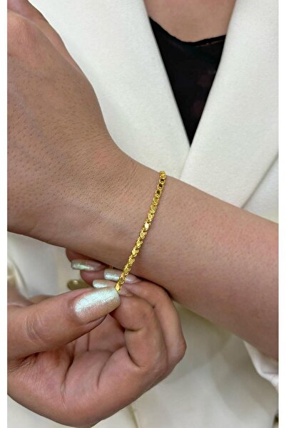 DİAMİNE PIRLANTA 14 Ayar Altın Zarif Pullu Ince Halep Zincir Bileklik