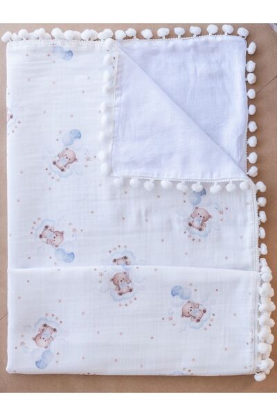 the ruby baby & kids بطانية موسلين خفيفة بطبقة مزدوجة مقاس 75 × 80 سم - قابلة...