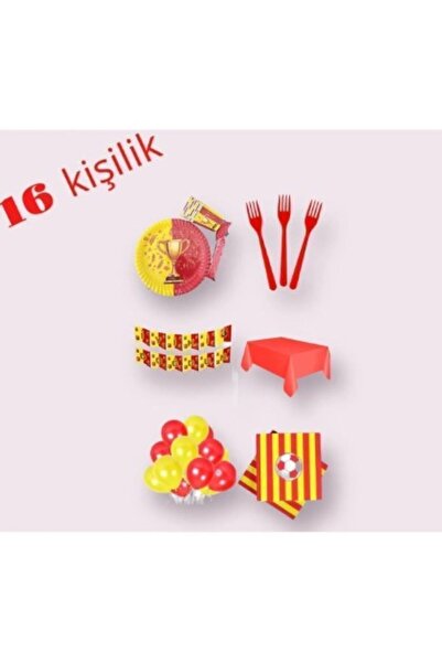 PartAntalya Sarı Kırmızı  Taraftar 16 Kişilik Doğum Günü Seti