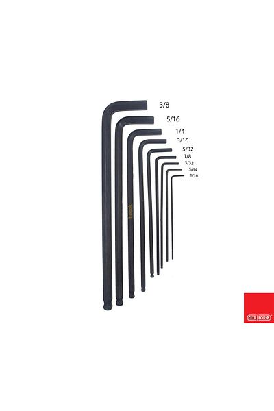 CETA FORM 9 Piece long Inch Allen Set - 1/16" - 3/8" Tophead Lt/900af