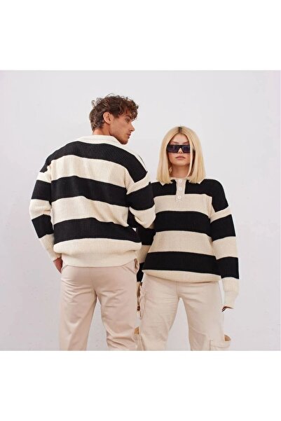 banessa سترة تريكو بياقة بولو بأزرار