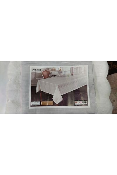 erciyesceyiz 160*220 Cm Față de masă din in dungi gri - Turcoaz