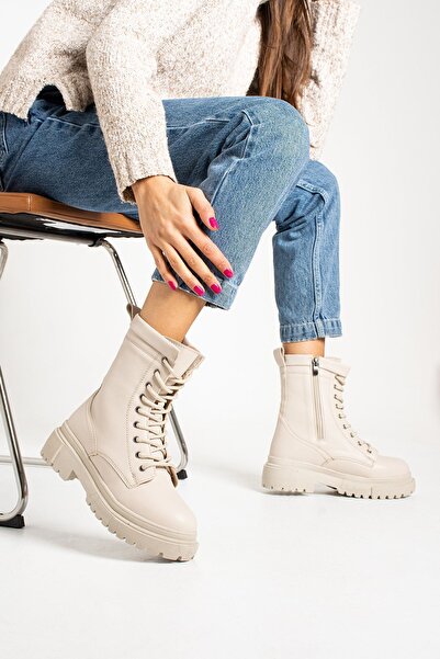 İnan Ayakkabı Cizme de damă bej (TALPA 5 CM)