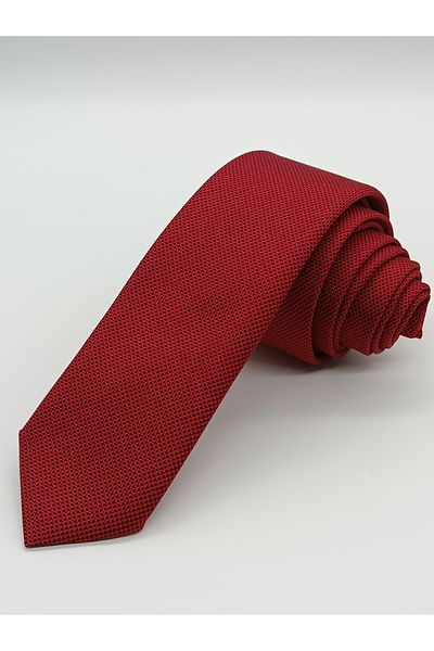 Gutiero Red Black Sand Patterned Slim Tie