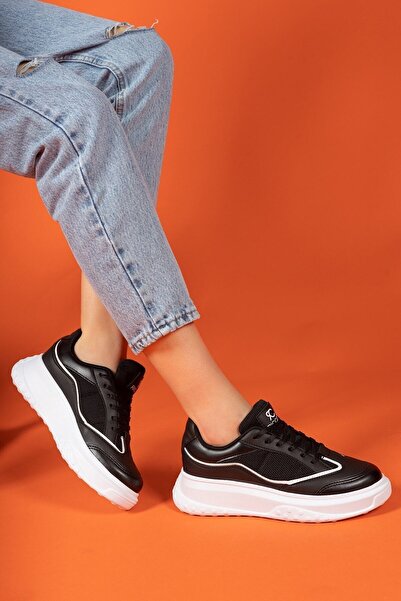 Riccon Ασπρόμαυρα γυναικεία αθλητικά παπούτσια0012153