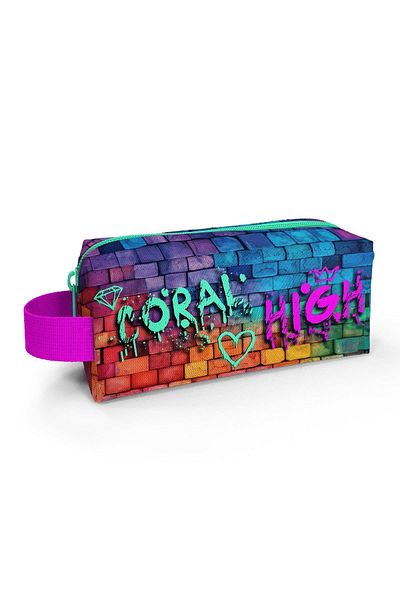 Coral High Set de 5 genți de școală cu graffiti roz bleumarin 5SET23629