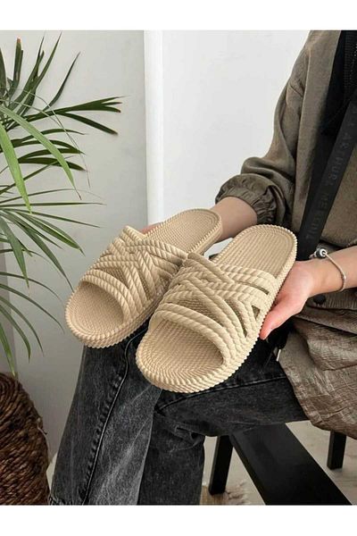 FelixFol Soft Eva - Wicker Look Non-Slip and Thick Comfortable Bathroom Slippers - for Beach, Seaside, Sea, Pool and Balcony