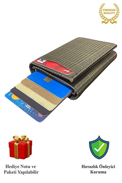 KAZIM ALIÇ Men's Vegan Leather - BlaCk Cash Compartment Slide MeChanism Wallet Card Holder