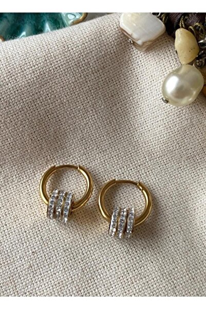 Aksesuar أقراط خواتم حجر الذهب الصلب