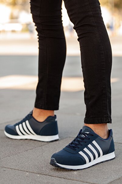 BOUIS Чоловічі сині шнуровані повсякденні зручні кросівки з елегантним дизайном для прогулянок та спорту