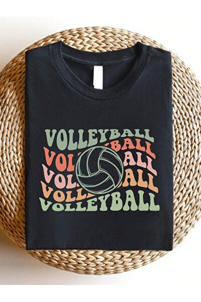 PALPİTO Kadın Siyah Voleybol Baskılı Oversize T-Shirt