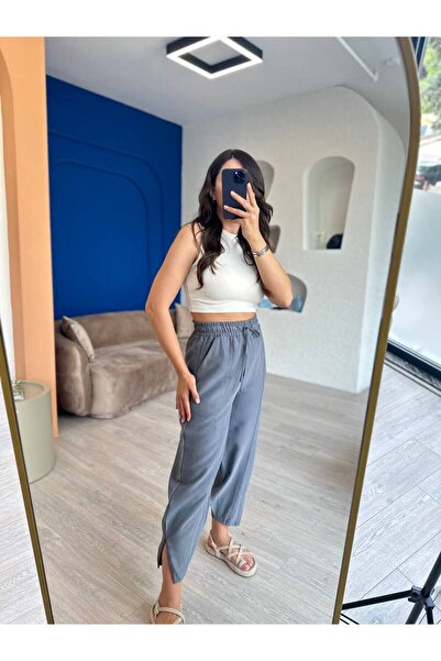 devesta Gri Detaylı Şalvar Pantolon