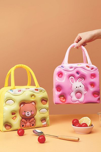 Ecrou Pink 3d Cute Rabbit Cartoon Lunch Food Bag - Stain Resistant