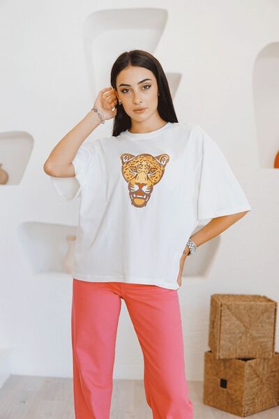 devesta Aslan Detaylı Oversize Tshirt