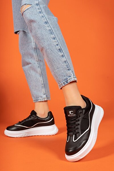 Riccon Ασπρόμαυρα γυναικεία αθλητικά παπούτσια0012153