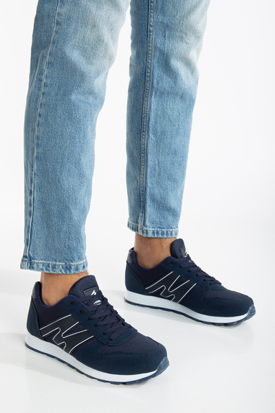 BOUIS Ανδρικά αθλητικά παπούτσια με μπλε ναυτικό λευκό κορδόνι καθημερινά άνετα, ελαφριά, μαλακή σόλα με δίχτυ αθλητικά παπούτσια