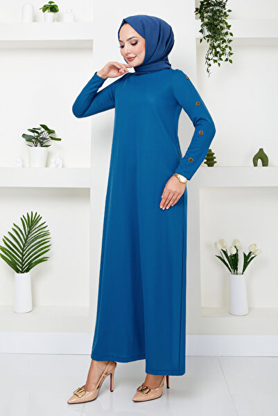 ModaMerve InDigo Dress - Button DetaileD Sleeves, 10006ETT902-M