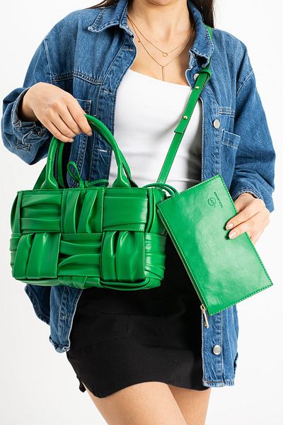 GALB LEATHER Geantă de umăr premium pentru femei, de mărime medie, tricotată manual, cu accesorii speciale PLUS-BTG