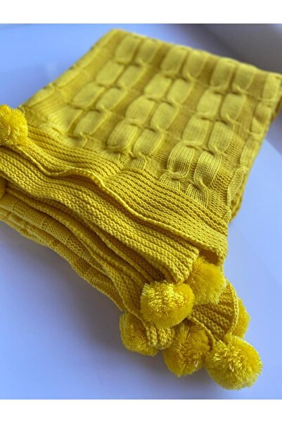 Brillant Home Ygt Home Triko Örgülü Ponponlu Tv Battaniyesi -diz Şalı 10 Ponp...