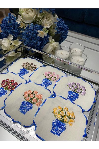 LİNDA MİA Κοκτέιλ Χαρτοπετσέτα Blue Blanc