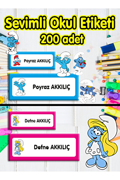 Demo Etiket Okul etiketi -- 200 Adet Kişiye Özel Okul Etiketi/ Defter Kalem K...