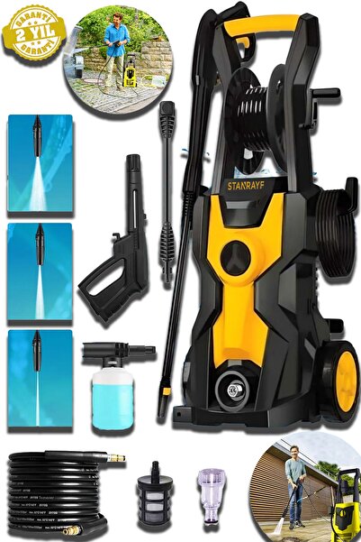 stanrayf Alman 5800W Bakır Sargılı Otomatik Su Soğutmalı 180-200Bar Yüksek Basınçlı Bahçe Oto Yıkama Makinesi