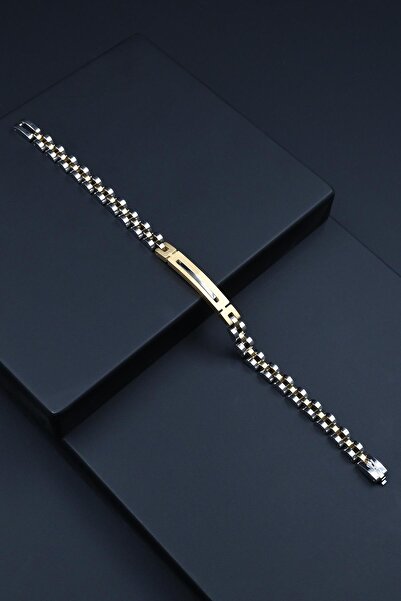 FRNCH 316L Çelik İtalyan Model Gümüş-Altın Renk Erkek Bileklik FRJ12277-3277-AG