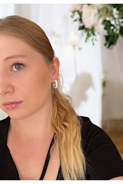 Asteria Jewelry Kadın Gümüş Minimal Çelik Küpe Dear Victoria Modeli