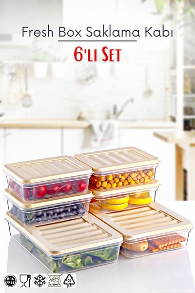Nandy Home Freshbox Set of 6 - Storage Container Suitable for Microwave and Diffuser 2-X2 1.2 Lt/X4 0.6 Lt
