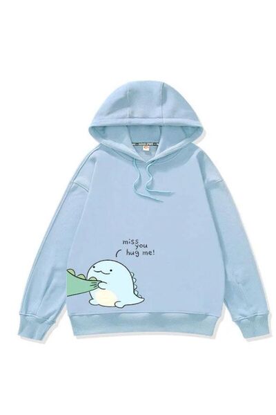 Teknik Çift Kıyafet Sonbahar Küçük Dinozor Sevimli Sweatshirt Hoodie