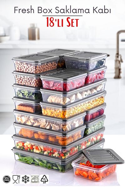 Nandy Home Freshbox Set of 18 - Storage Container Suitable for Microwave and Diffraction