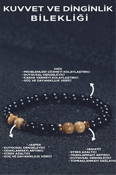 Ssilhoutte Doğaltaş سوار Onyx Jasper Hematite Force & Calm - مزيج من الطاقة و...