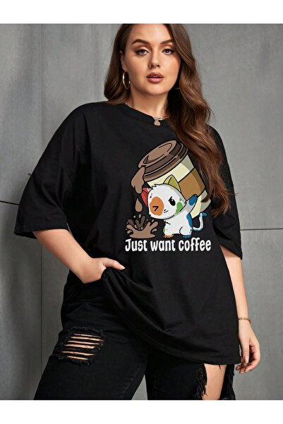 MODAVİBE Γυναικεία - Μπλουζάκια μεγάλου μεγέθους με στάμπα καφέ Modavibe