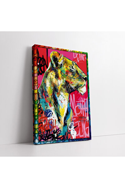 KOSS Dijital Tablou pe pânză Pop Art cu Graffiti Leu