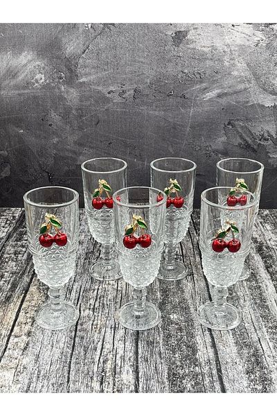 YzMarket 6-piece Crystal Glass Cherry Brown Side Cup - Cocktail and Soft Drink Cup 220ml