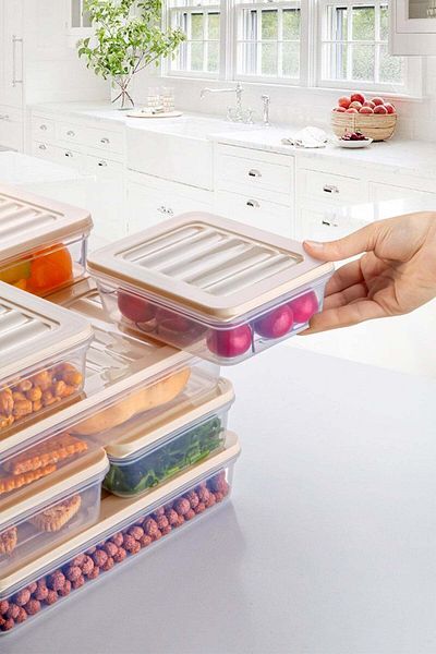 Nandy Home Freshbox Set of 6 - Storage Container Suitable for Microwave and Diffuser, 3 Cream
