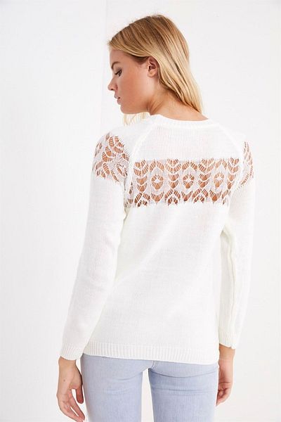 citystyle Ecru Women's Sweater - Lace Detailed