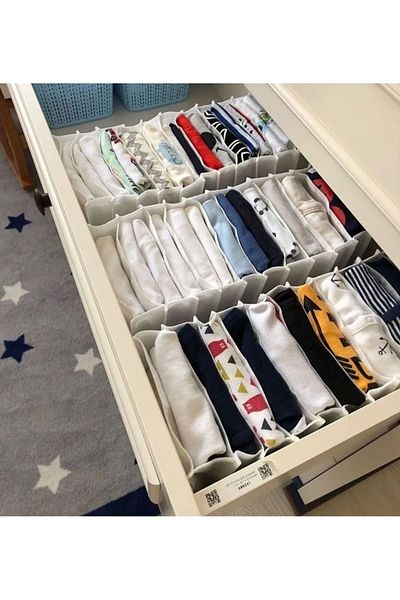 YELLOW STARY HOME DECOR Drawer Organizer Compartmented Organizer L Multi-purpose Closet and Drawer Organizer 24x37x18 cm