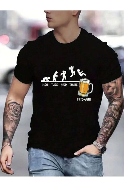 MODAVİBE Tricou bărbătesc cu imprimeu de bere