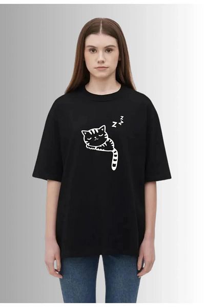 Pink Sky Μπλουζάκι Oversize Cat Printed