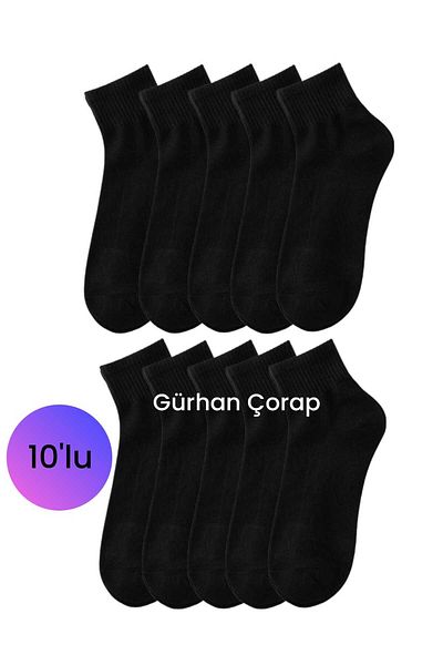 Gürhan Çorap 10 чифта мъжки памучни спортни обувки Чорапи Черен цвят