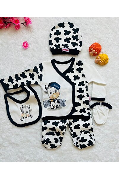 Çikibom 5-piece Cute Cow Patterned Baby Set - Hospital Exit